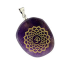 Engraved Amethyst Chakra Reiki Energy Healing Crystal Jewellery Pendant