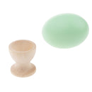 Wooden Easter Simulated Egg w/ Stand Home Decor Kids Pretend Play Toy Gift Green