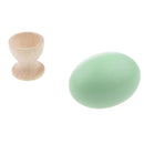 Wooden Easter Simulated Egg w/ Stand Home Decor Kids Pretend Play Toy Gift Green