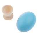 Wooden Easter Simulated Egg w/ Stand Home Decor Pretend Play Toy Gift Light Blue