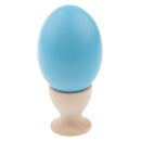 Wooden Easter Simulated Egg w/ Stand Home Decor Pretend Play Toy Gift Light Blue