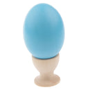 Wooden Easter Simulated Egg w/ Stand Home Decor Pretend Play Toy Gift Light Blue