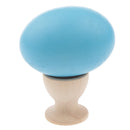 Wooden Easter Simulated Egg w/ Stand Home Decor Pretend Play Toy Gift Light Blue