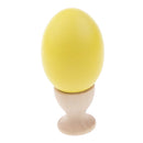 Wooden Easter Simulated Egg w/ Stand Home Decor Kids Pretend Play Toy Gift Yellow