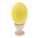 Wooden Easter Simulated Egg w/ Stand Home Decor Kids Pretend Play Toy Gift Yellow