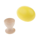 Wooden Easter Simulated Egg w/ Stand Home Decor Kids Pretend Play Toy Gift Yellow