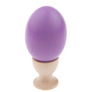 Wooden Easter Simulated Egg w/ Stand Home Decor Kids Pretend Play Toy Gift Purple