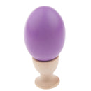 Wooden Easter Simulated Egg w/ Stand Home Decor Kids Pretend Play Toy Gift Purple