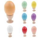 Wooden Easter Simulated Egg w/ Stand Home Decor Kids Pretend Play Toy Gift Purple