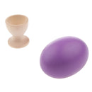 Wooden Easter Simulated Egg w/ Stand Home Decor Kids Pretend Play Toy Gift Purple