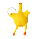 Soft Rubber Plucked Squeezing Laying Egg Chicken Key Chain Ring Tricky Toy