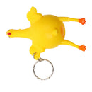 Soft Rubber Plucked Squeezing Laying Egg Chicken Key Chain Ring Tricky Toy