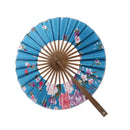 Folding Elegant Silk Bamboo Hand Fan Wedding & Party Decoration Favors Windmill Fan Azure