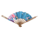 Folding Elegant Silk Bamboo Hand Fan Wedding & Party Decoration Favors Windmill Fan Azure
