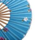 Folding Elegant Silk Bamboo Hand Fan Wedding & Party Decoration Favors Windmill Fan Azure