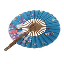 Folding Elegant Silk Bamboo Hand Fan Wedding & Party Decoration Favors Windmill Fan Azure