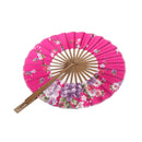 Folding Elegant Silk Bamboo Hand Fan Wedding & Party Decoration Favors Windmill Fan Pink