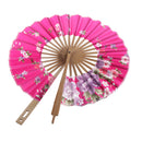 Folding Elegant Silk Bamboo Hand Fan Wedding & Party Decoration Favors Windmill Fan Pink