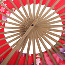 Silk Blossom Hand Fan 8" Red Surface Folding Purse Bamboo Windmill Fan