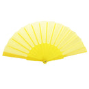 Polyester Fabric Hand Fan Flat Plain Plastic Keel Folding Purse Bamboo Girl Yellow