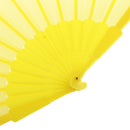 Polyester Fabric Hand Fan Flat Plain Plastic Keel Folding Purse Bamboo Girl Yellow
