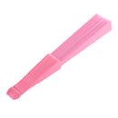 Polyester Fabric Hand Fan Flat Plain Plastic Keel Folding Purse Bamboo Girl PINK