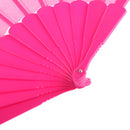 Polyester Fabric Hand Fan Flat Plain Plastic Keel Folding Purse Bamboo Girl Women Gifts Rose