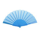 Polyester Fabric Hand Fan Flat Plain Plastic Keel Folding Purse Bamboo Girl Women Gifts Blue