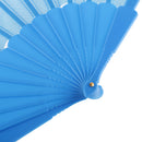 Polyester Fabric Hand Fan Flat Plain Plastic Keel Folding Purse Bamboo Girl Women Gifts Blue