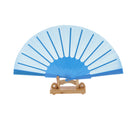 Polyester Fabric Hand Fan Flat Plain Plastic Keel Folding Purse Bamboo Girl Women Gifts Blue