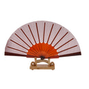 Polyester Fabric Hand Fan Flat Plain Plastic Keel Folding Purse Bamboo Girl Women Gifts Brown