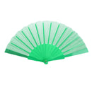 Polyester Fabric Hand Fan Flat Plain Plastic Keel Folding Purse Bamboo Girl Women Gifts Green