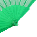 Polyester Fabric Hand Fan Flat Plain Plastic Keel Folding Purse Bamboo Girl Women Gifts Green