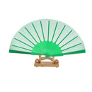 Polyester Fabric Hand Fan Flat Plain Plastic Keel Folding Purse Bamboo Girl Women Gifts Green