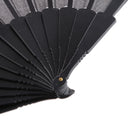 Polyester Fabric Hand Fan Flat Plain Plastic Keel Folding Purse Bamboo Girl Women Gifts Black