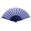 Polyester Fabric Hand Fan Flat Plain Plastic Keel Folding Purse Sapphire