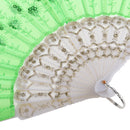 Wedding Party Gift Handmade Spanish Flower Pattern Folding Lace Hand Fan Green