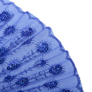 Wedding Spanish Style Dance Party Lace Silk Folding Hand Held Flower Fan Sapphire