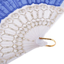 Wedding Spanish Style Dance Party Lace Silk Folding Hand Held Flower Fan Sapphire