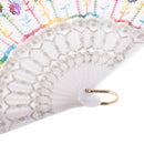 Wedding Spanish Style Dance Party Lace Silk Folding Hand Held Flower Fan Multi-color