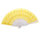 Wedding Spanish Style Dance Party Lace Silk Folding Hand Held Flower Fan Yellow