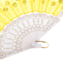 Wedding Spanish Style Dance Party Lace Silk Folding Hand Held Flower Fan Yellow