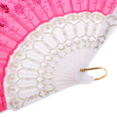 Wedding Spanish Style Dance Party Lace Silk Folding Hand Held Flower Fan Rose