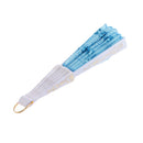 Spanish Pocket Folding Flower Silk Fabric Hand Fan Dance Wedding Party Gift Light Blue