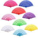 Handmade Spanish Wedding Party Gift Flower Pattern Folding Lace Hand Fan Rose