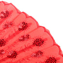 Red Fabric Hand Fan Bronzing Sequin Plastic Folding Purse Girl Party Gift