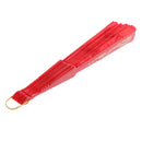 Red Fabric Hand Fan Bronzing Sequin Plastic Folding Purse Girl Party Gift