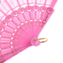 Vintage Spanish Silk Fabric Folding Hand Flower Fans Girl Women Party Gift Pink