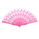 Vintage Spanish Silk Fabric Folding Hand Flower Fans Girl Women Party Gift Pink