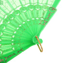 Green Fabric Hand Fan Bronzing Sequin Plastic Folding Purse Girl Party Gift